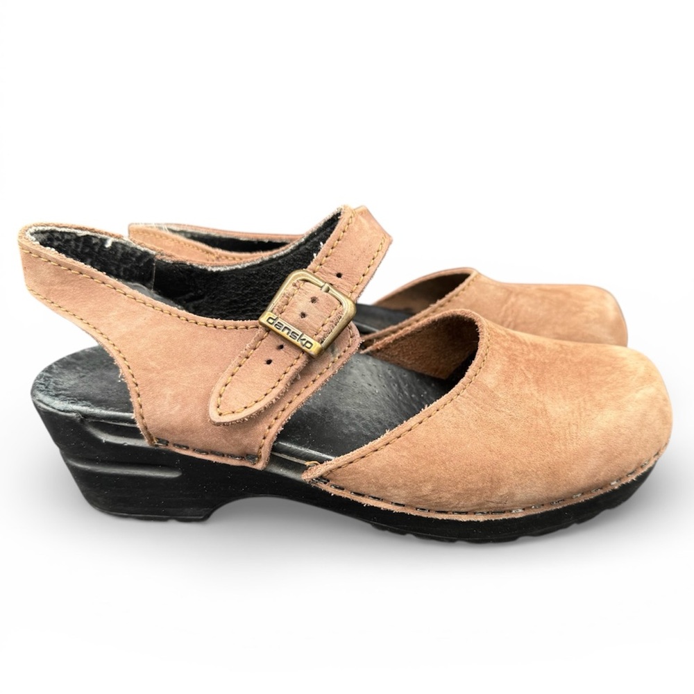 Dansko Women's Tan Leather Mary Jane Clogs 38 EUC!